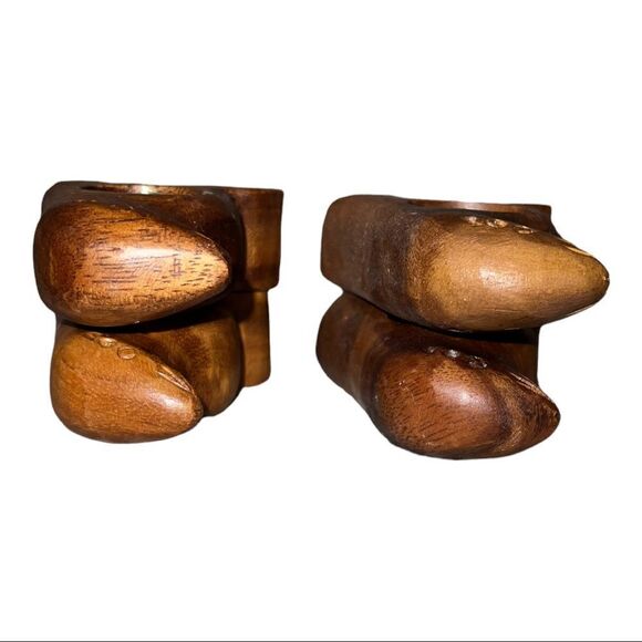 Set of Four Vintage Wooden Seal Napkin Rings EUC - Picture 6 of 6